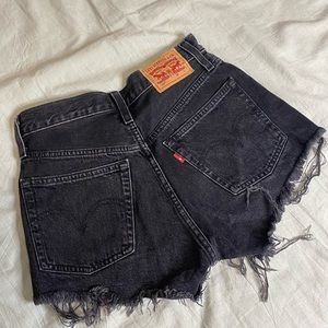 Levi’s black distressed 501 jean shorts